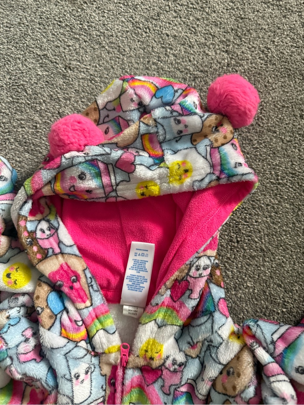 Children’s Place Cozy Pink One-Piece Hoodie Onesie Union Suit Sz M (7-8) - Picture 5 of 6